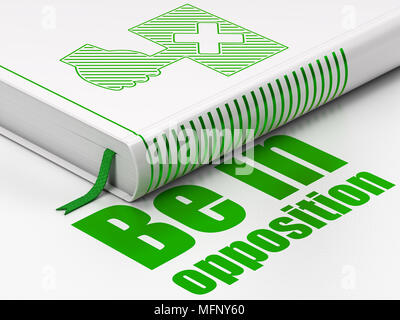 Politik Konzept: buchen Sie protestieren, in der Opposition auf weißem Hintergrund. Stockfoto