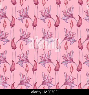 Hand gezeichnet nahtlose Muster der Abstrakte Blumen Stockfoto