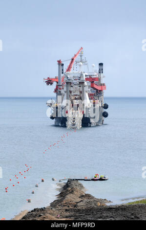 Solitaire Rohrverlegung Schiff zur Leitung der gesamten Gas Plkant in Shetland aus dem Laggan Tormore Gas Feld Stockfoto