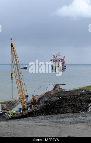 Solitaire Rohrverlegung Schiff zur Leitung der gesamten Gas Plkant in Shetland aus dem Laggan Tormore Gas Feld Stockfoto