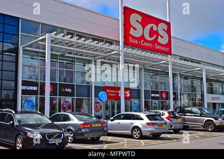 Die ScS-Store in Capital Retail Park, Cardiff, Wales ist ein modernes Einzelhändler der Leder & Stoff sofas, Teppiche und Möbel Stockfoto