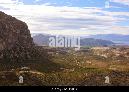 Landschaft Panorama in der Nähe von General Carrera See. Anden Berge in der Ferne. Stockfoto