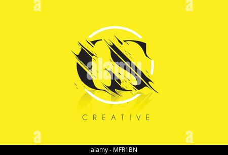 GS Schreiben Logo mit Vintage Grundge Design. Zerstörte Zeichnung elegante Schreiben Symbol Vektor. Stock Vektor