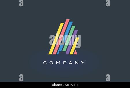 Einen Brief Logo Design mit bunten Regenbogen Linien Vektor. Rainbow Schreiben Symbol Abbildung Stock Vektor