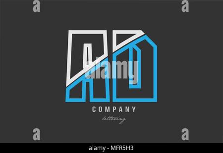 Weiß Blau Buchstaben ad a d logo Kombination Design auf schwarzem Hintergrund geeignet für ein Unternehmen oder ein Geschäft Stock Vektor