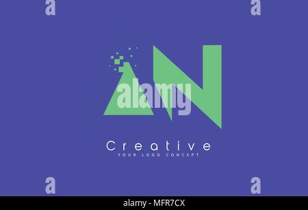 Ein Brief Logo Design mit negativen Raum Konzept in der blauen und grünen Farben Vektor Stock Vektor