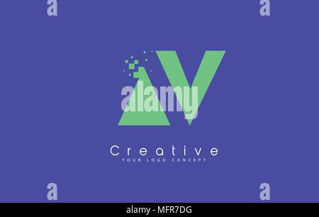 AV Schreiben Logo Design mit negativen Raum Konzept in der blauen und grünen Farben Vektor Stock Vektor