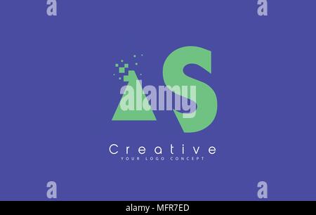 Als Brief Logo Design mit negativen Raum Konzept in der blauen und grünen Farben Vektor Stock Vektor