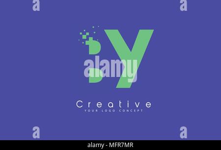 Mit Schreiben Logo Design mit negativen Raum Konzept in der blauen und grünen Farben Vektor Stock Vektor