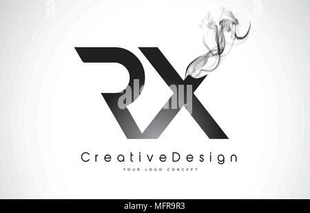 RX Schreiben Logo Design mit schwarzen Rauch. Kreative moderne Rauch Buchstaben Vektor Icon Logo Illustration. Stock Vektor