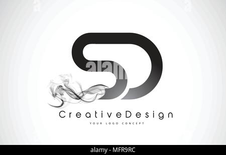 SD schreiben Logo Design mit schwarzen Rauch. Kreative moderne Rauch Buchstaben Vektor Icon Logo Illustration. Stock Vektor