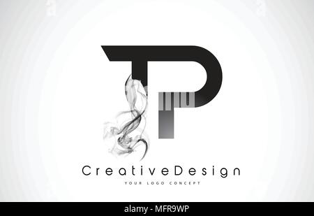 TP Schreiben Logo Design mit schwarzen Rauch. Kreative moderne Rauch Buchstaben Vektor Icon Logo Illustration. Stock Vektor