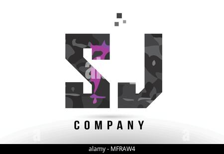 Lila schwarz Buchstaben sj s j logo Kombination design geeignet für ein Unternehmen oder ein Geschäft Stock Vektor