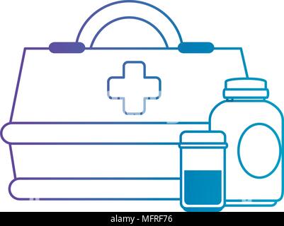 Medizinische Box mit Flaschen Drogen Vector Illustration Design Stock Vektor