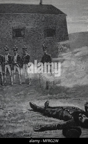 Ausführung der Herzog von Enghien (1872-1804) Der platoon der Gendarmerie d'Elite. 21. März 1804. Als ersten Konsul von Frankreich Napoleon. Stockfoto