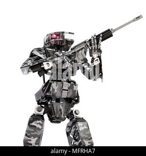 Roboter Soldat, 3D-Rendering Stockfoto