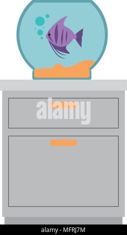 Aquarium Schüssel mit Farben Fische in der Schublade Vector Illustration Design Stock Vektor