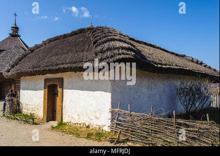 Zaporozhskaya sich, historisches Haus, wo der Kosaken lebte, Hortitsia, Ukraine Stockfoto