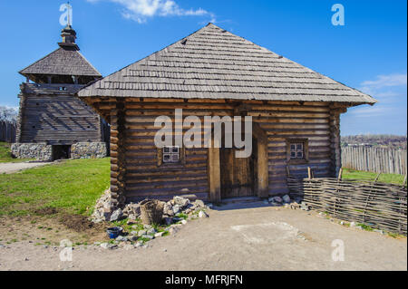 Zaporozhskaya sich, historisches Haus, wo der Kosaken lebte, Hortitsia, Ukraine Stockfoto