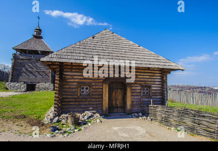 Zaporozhskaya sich, historisches Haus, wo der Kosaken lebte, Hortitsia, Ukraine Stockfoto