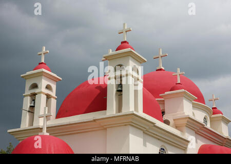 Israel, Capernaum durch den See Genezareth, der griechisch-orthodoxen Kirche der zwölf Apostel Stockfoto