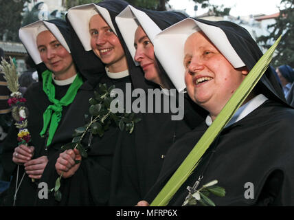 Palmsonntag in der Kirche des Heiligen Grabes, alte Stadt, Jerusalem, Israel Stockfoto