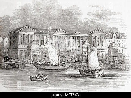 Das Custom House, London, England, wie es schien, vor dem Großen Feuer. Aus Old England: eine bildliche Museum, veröffentlicht 1847. Stockfoto