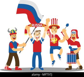 Vector Illustration Charakter Russlands Fußball-Team Supporter. Stock Vektor