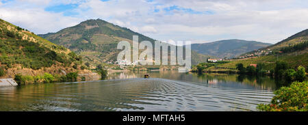 Covelinhas und Folgosa do Douro mit Quinta Dos Frades auf der rechten Seite. Kreuzfahrten auf dem Fluss Douro, ein UNESCO-Weltkulturerbe, Portugal Stockfoto