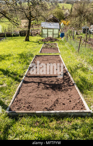 Braun pflanzen Bett in den grünen Garten Stockfoto