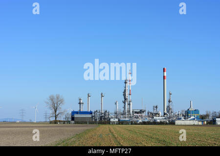 Aderklaa: Erdgas Station der OMV AG, Österreich, Niederösterreich, Niederösterreich, Donau Stockfoto