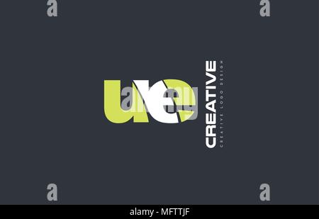 Gemeinsame joined Buchstabenkombination ue u e Alphabet grün blau blackground Technologie Media logo Icon Design Company Stock Vektor