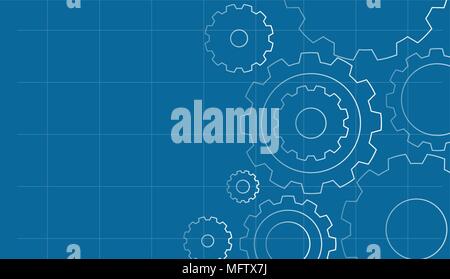 Zahnräder auf blauem Hintergrund Vorlage Abbildung Stock Vektor