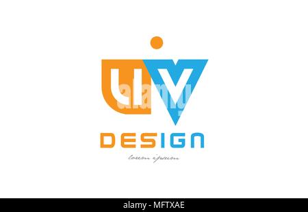 Buchstaben logo Kombination uv u v in Orange und Blau geeignet für ein Geschäft oder Firma Stock Vektor