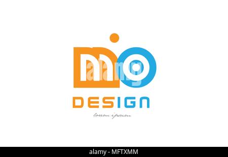 Buchstaben logo Kombination mo m o in Orange und Blau geeignet für ein Geschäft oder Firma Stock Vektor