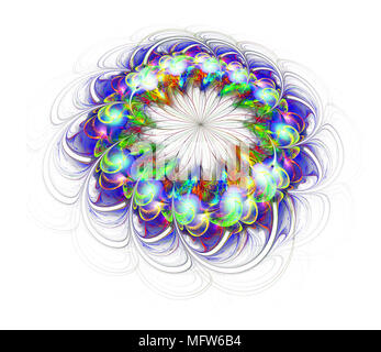 Abstrakt fractal futuristische farbenfrohe Blumenmuster. floral 3d-render Abbildung. Kunst fantasy Muster. Digitale Kunst Design Element. Abstrakte psyched Stockfoto