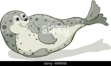 cartoon spotted seal vector image, hand-drawn illustration Stock Vektor