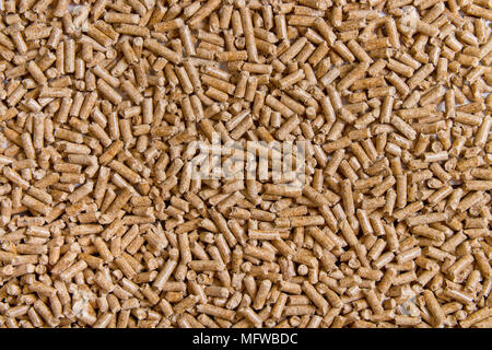 Biokraftstoffe. Alternative Biokraftstoffe aus Sägemehl. Holzpellets Hintergrund. Die katzenstreu. Stockfoto