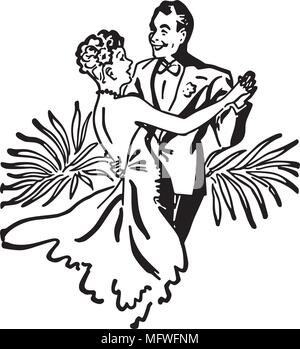 Disco Dance Paar - Retro Clipart Illustration Stock Vektor