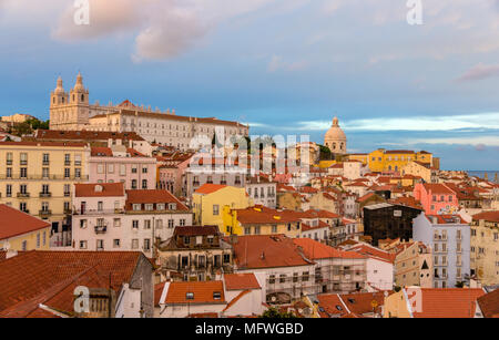 Abendlicher Blick von Lissabon - Portugal Stockfoto