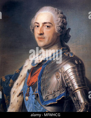 Louis XV, Louis XV (15. Februar 1710 bis zum 10. Mai 1774), als Ludwig der Geliebte, Monarch Des Hauses von Bourbon, König von Frankreich von 1715 bis 1774 regiert bekannt. Porträt von Maurice-Quentin de La Tour Stockfoto