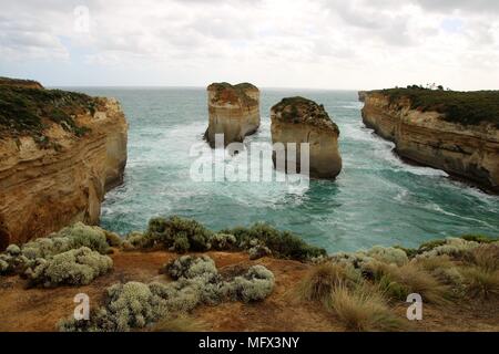 Blick entlang der Great Ocean Road Stockfoto