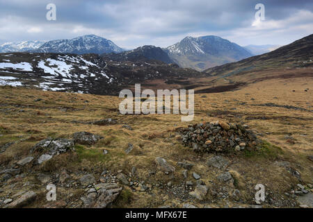 Blick auf, Hay Stacks fiel, hohe Felsen fiel, Säule fiel, Buttermere, Nationalpark Lake District, Cumbria, England, Großbritannien Stockfoto