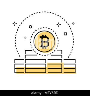 Bitcoin business-bunte design Stil Prinzipdarstellung Stock Vektor