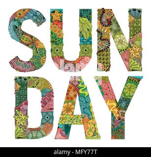 Handgemalte Kunst Design. Hand Abbildungen Sonne Tag für t-shirt und andere Dekoration gezeichnet Stock Vektor