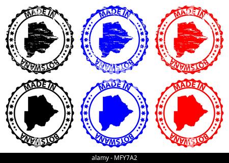 In Botswana - Stempel - Vektor, Botswana Karte Muster - Schwarz, Blau und Rot Stock Vektor