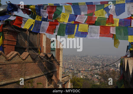 Anzeigen von Kathmandu von Swayambhunath Stupa, Kathmandu, Nepal Stockfoto