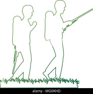 Soldaten mit Gewehren silhouette Vector Illustration Design Stock Vektor