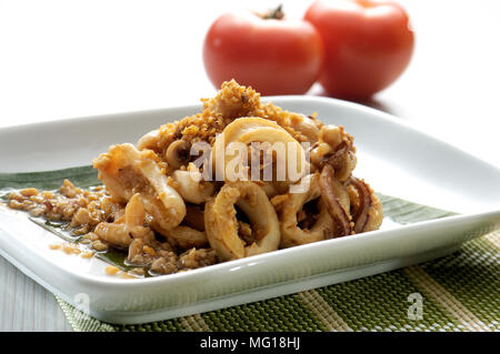 Thai Knoblauch Tintenfisch Asien Essen Stockfoto