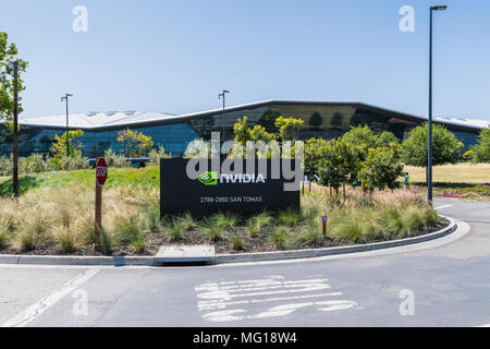 Santa Clara, Kalifornien, USA - 26. April 2018: NVIDIA Corporation mit Sitz in Silicon Valley. Nvidia Corporation ist ein US-amerikanischer Technologie Unternehmen, Stockfoto